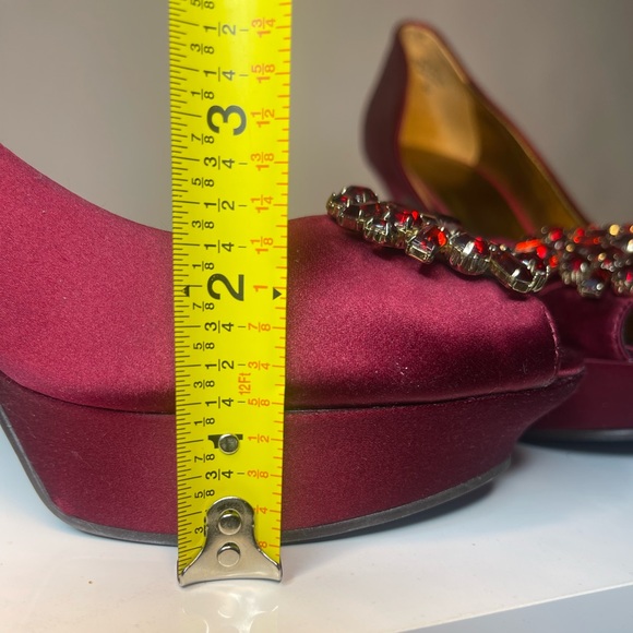 Nine West Formal Ruby Red Prom, Party, Wedding, Pinup Date Night High Heels - Picture 9 of 11